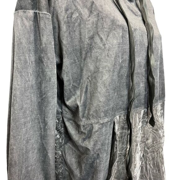 MYSTREE Silver Hoodie Velvet Pullover Oversized Top Shirt Long Sleeve sz Small - Picture 10 of 12